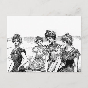 Gibson Girls bij het strand Briefkaart