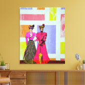 Gibson Girls in een Mondriaan Pattern Canvas Afdruk (Insitu (Woonkamer))