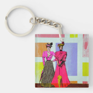Gibson Girls in een Mondrian-patroon Sleutelhanger
