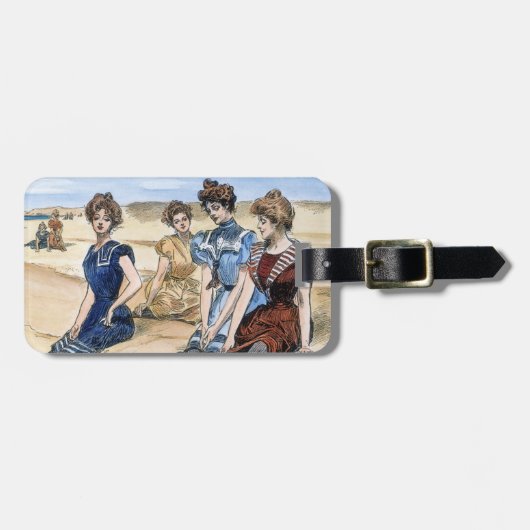 Gibson Girls op het strand, 1900 Bagagelabel (Voorkant horizontaal)