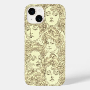 Gibson meisjes Victoriaans illustratie sepia goud Case-Mate iPhone 14 Hoesje