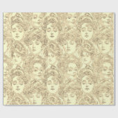 Gibson meisjes Victoriaans vrouw illustratie goud Cadeaupapier (Vlak)