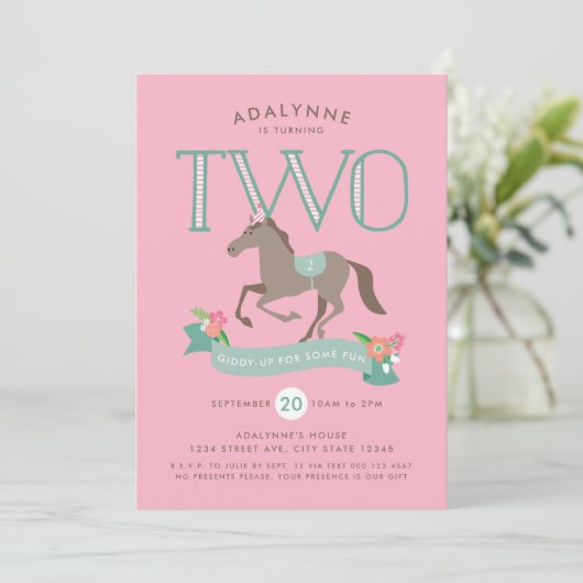 Giddy Up for Fun Second Birthday Invitation (Staand voorkant)
