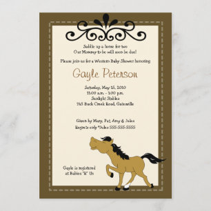 Giddy Up Horse Cowgirl 5x7 Baby shower uitnodiging