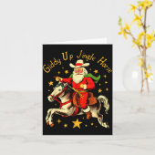 Giddy Up Jingle Horse Funny Retro Santa Cowboy Chr Kaart (Gele Bloem)