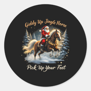 Giddy Up Jingle Horse Pak je voeten op Xmas Santa Ronde Sticker