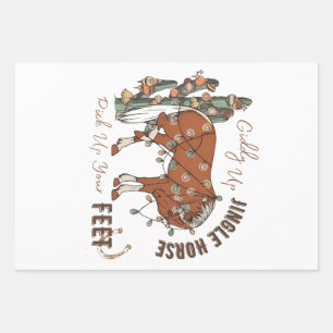 Giddy Up Jingle Paarden Til Je Voeten Op Kerstmis Inpakpapier Vel