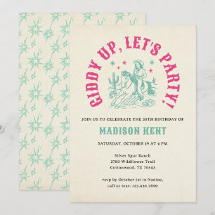 Giddy Up Let's Party Fun Modern Cowgirl Verjaardag Kaart
