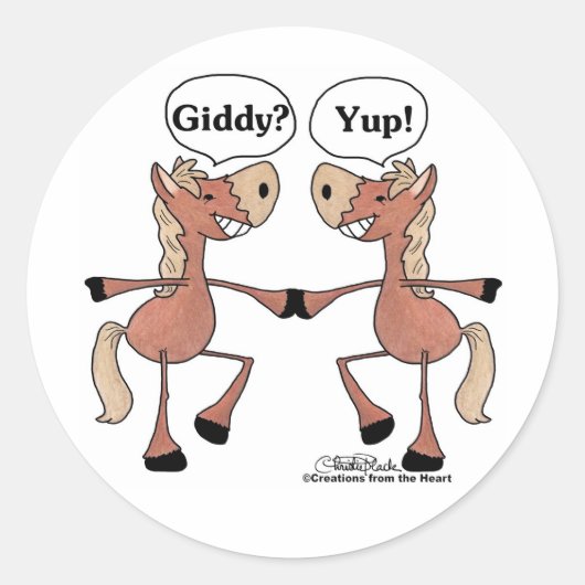 Giddy Up Paarden Ronde Sticker (Voorkant)