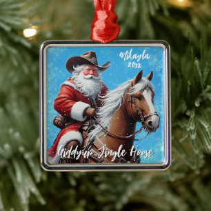 Giddyup Jingle Paard Kerstman Kerstmis Metalen Ornament