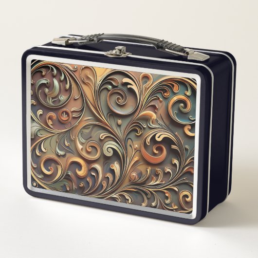 Gided Baroque Scrollwork Metal Lunchbox (Voorkant)
