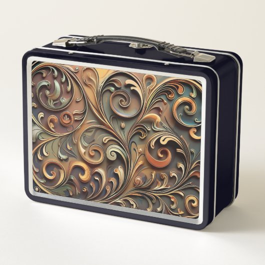 Gided Baroque Scrollwork Metal Lunchbox (Dos)