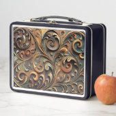 Gided Baroque Scrollwork Metal Lunchbox (En situation)