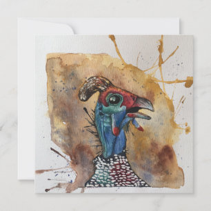 Giechelende parelhoen postkaart stijl notitiekaart