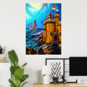 Giet in het zee | AI Art Poster (Thuiskantoor)