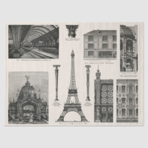 Gietijzeren architectuur 1894 Ephemera Decoupage Tissuepapier