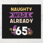 Gift 65 jaar verjaardag vrouwen Halloween Witch Sparkling Wijnetiket (Enkel label)