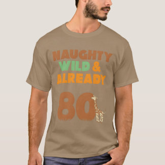 Gift 80 years birthday women Giraffe vintage T-shirt