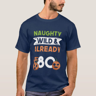 Gift 80 years birthday women Halloween Pumpkin vin T-shirt