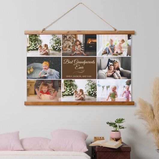Gift 8 Foto Beste Grootouders Ooit Hangend Wandkleed (Slaapkamer)