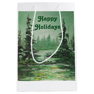 Gift Bag Ann Hayes Oil Painting Green Forest Medium Cadeauzakje