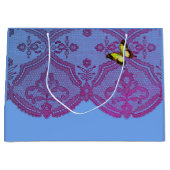 GIFT BAG ANTIEK LACE PATTERN MET BUTTERFLIES GROOT CADEAUZAKJE (Voorkant)