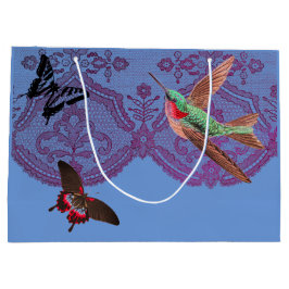 GIFT BAG ANTIEK LACE PATTERN MET BUTTERFLIES GROOT CADEAUZAKJE