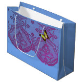 GIFT BAG ANTIEK LACE PATTERN MET BUTTERFLIES GROOT CADEAUZAKJE (Voorkant Gekanteld)