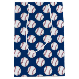 Gift Bag baseball op blauw Medium Cadeauzakje