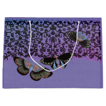 GIFT BAG BLACK ANTIEK LACE CHINESE BUTTERFLIES