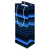 Gift Bag-Blue Stripes Wijn Cadeautas (Achterkant Gekanteld)