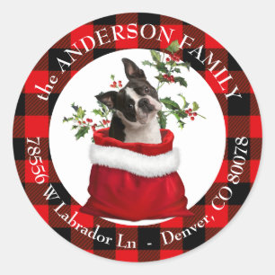 Gift Bag Boston Terrier Pset Lijst Return Address Ronde Sticker