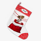 Gift Bag Jack Russell Terrier Snowflake Border Grote Kerstsok (Voorkant (Hangend))