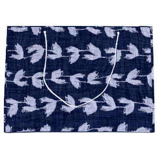 Gift Bag JAPANESE BLUE LEAF PATROON Groot Cadeauzakje