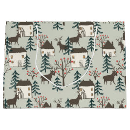 Gift Bag Kerstmis rendier patroon Groot Cadeauzakje