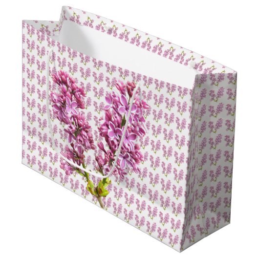 Gift Bag (LG) - Lila bloesems Groot Cadeauzakje (Voorkant Gekanteld)