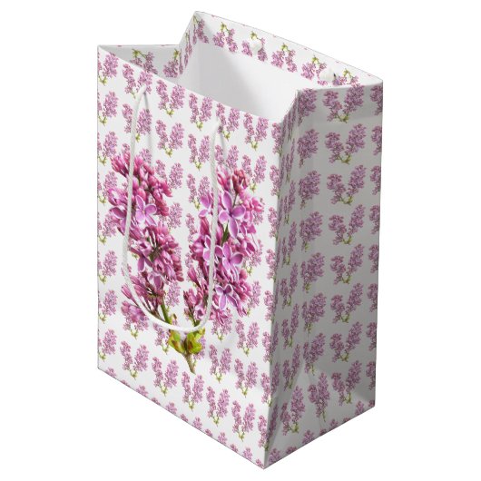 Gift Bag - Lila bloesems Medium Cadeauzakje (Voorkant Gekanteld)
