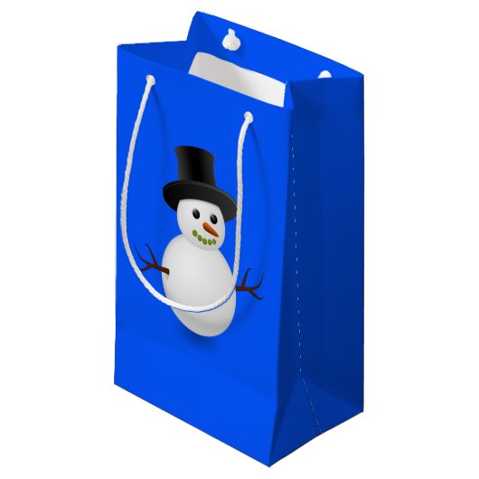 Gift Bag met kerstmis Snowman Klein Cadeauzakje (Voorkant Gekanteld)