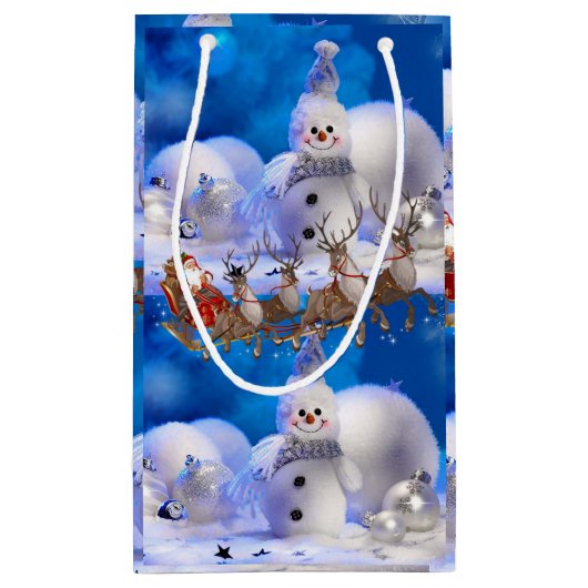 Gift Bag met kerstmis Snowman Klein Cadeauzakje (Achterkant)