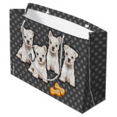 Gift bag met schattige puppies polka-puntontwerp groot cadeauzakje (Achterkant Gekanteld)