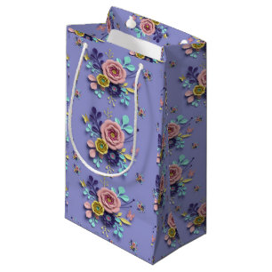 Gift Bag Paars Floral Klein Cadeauzakje