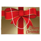 Gift Bag - Red Bow en lint op goud Large Cadeauzakje (Achterkant)