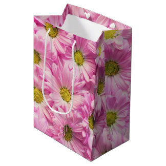Gift Bag - Roze Gerbera Daisies Medium Cadeauzakje