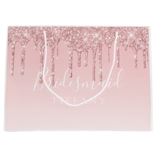 Gift Bag - Roze glitter Drip Bridesmaid Groot Cadeauzakje (Voorkant)
