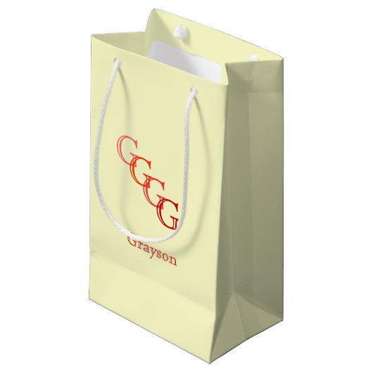 Gift Bag - Staped Monogram met Naam Klein Cadeauzakje (Voorkant Gekanteld)
