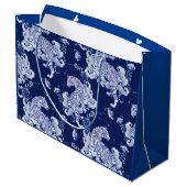 GIFT BAG-TIGERS IN CLOUDS IN BLAUW GROOT CADEAUZAKJE (Achterkant Gekanteld)