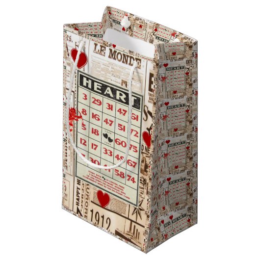 Gift Bag Valentijns Vintage Klein Cadeauzakje (Voorkant Gekanteld)