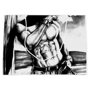 Gift Bag voor mannen Koel Abs Cowboy Body Builder Groot Cadeauzakje