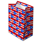 Gift Bag with flag of Puerto Rico, USA Medium Cadeauzakje (Achterkant Gekanteld)