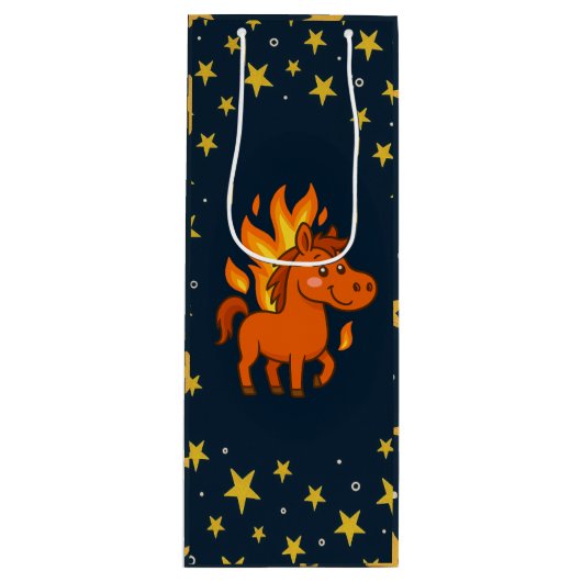 Gift Bag with red horse Wijn Cadeautas (Voorkant)